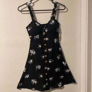 Black Floral Dress with Button Details (XS)
